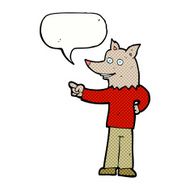 cartoon wolf man pointing with speech bubble N16