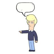 cartoon pointing man with speech bubble N95
