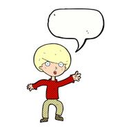 cartoon panicking boy with speech bubble N12