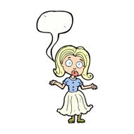 cartoon confused girl with speech bubble N12