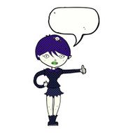 cartoon vampire girl giving thumbs up symbol with speech bubble N12