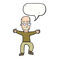 cartoon old man waving arms with speech bubble N12