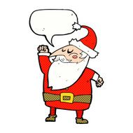 cartoon santa claus punching air with speech bubble N23