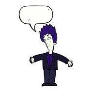 cartoon vampire man with speech bubble N136