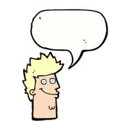 cartoon happy man face with speech bubble N19