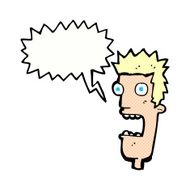 cartoon shocked man&#039;s face with speech bubble N11