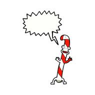 cartoon dancing christmas candy cane with speech bubble N22