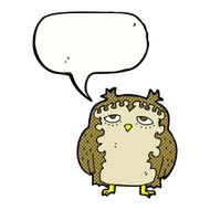 cartoon wise old owl with speech bubble N12