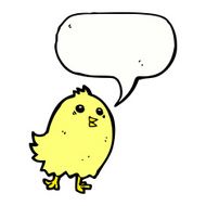 cartoon happy yellow bird with speech bubble N4