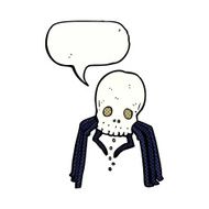 cartoon spooky skull spider with speech bubble N12