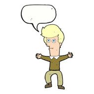 cartoon startled man with speech bubble N60