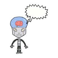 cartoonw weird robot with speech bubble N4