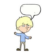 cartoon curious man with speech bubble N75