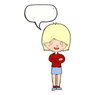 cartoon happy woman with speech bubble N284