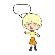 cartoon woman asking question with speech bubble N34