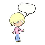 cartoon confused woman with speech bubble N96
