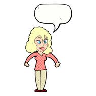 cartoon woman shrugging shoulders with speech bubble N554