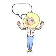 cartoon woman giving up with speech bubble N12