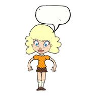 cartoon pretty woman with speech bubble N307