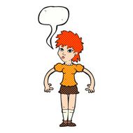 cartoon curious woman with speech bubble N66