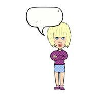 cartoon annoyed woman with speech bubble N205