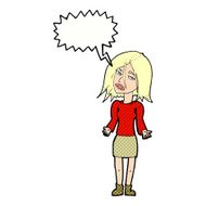 cartoon woman shrugging shoulders with speech bubble N555