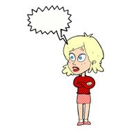 cartoon surprised woman with speech bubble N275