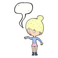 cartoon surprised woman with speech bubble N276