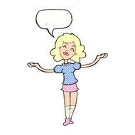 cartoon woman taking praise with speech bubble N12