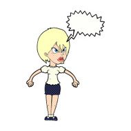 cartoon annoyed woman with speech bubble N206