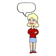 cartoon smug woman with speech bubble N23