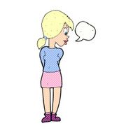 cartoon pretty girl with speech bubble N109