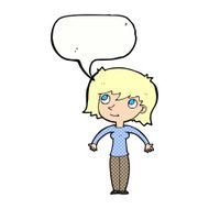 cartoon woman shrugging with speech bubble N66