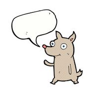 cartoon little dog waving with speech bubble N12