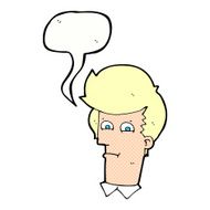 cartoon man narrowing eyes with speech bubble N45