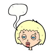 cartoon woman narrowing eyes with speech bubble N12