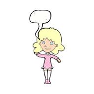 cartoon friendly woman waving with speech bubble N56