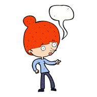 cartoon woman pointing with speech bubble N242