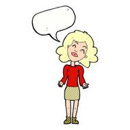 cartoon woman shrugging shoulders with speech bubble N556