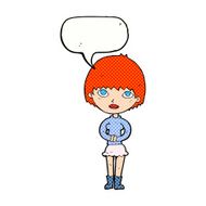 cartoon woman waiting patiently with speech bubble N12