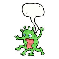 cartoon weird little alien with speech bubble N23