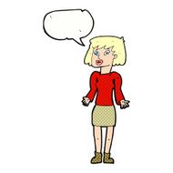 cartoon woman shrugging shoulders with speech bubble N557
