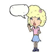 cartoon woman waving with speech bubble N371