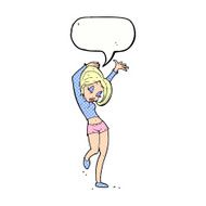 cartoon pretty woman dancing with speech bubble N23