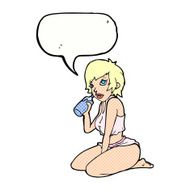 cartoon sexy gym girl with speech bubble N12