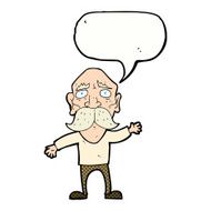 cartoon worried old man with speech bubble N22