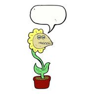 cartoon monster flower with speech bubble N12