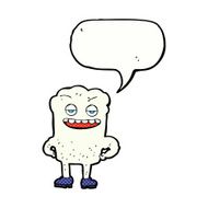 cartoon tooth looking smug with speech bubble N20