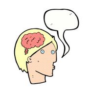 cartoon man with brain symbol speech bubble N23