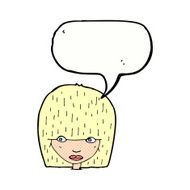 cartoon female face staring with speech bubble N8